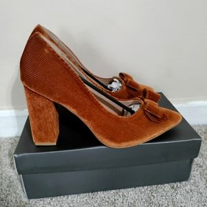 Shein Corduroy Block Heels with bow